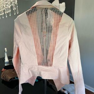 Elegant Pink Mesh Back Women's Jacket